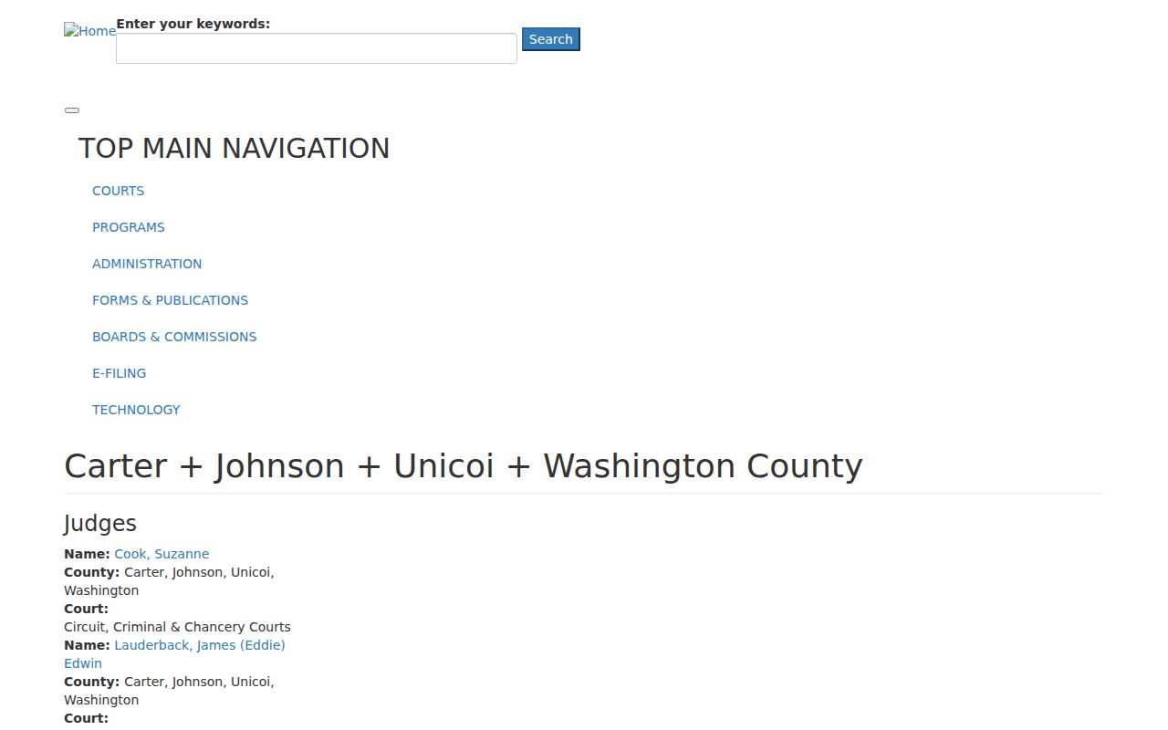 Johnson County arrest warrant court route in the First Judicial District directory