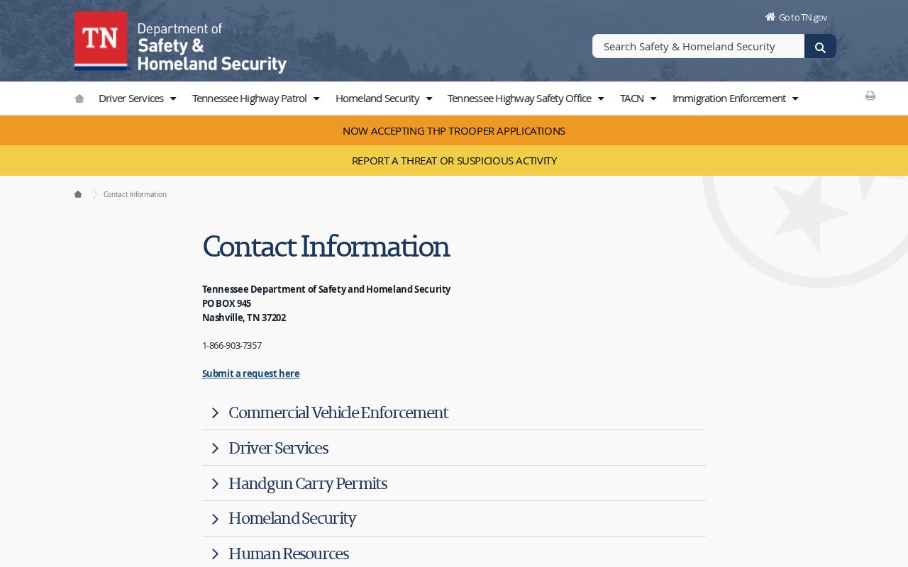 Johnson County traffic warrant follow-up through Tennessee Driver Services contact information
